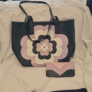 Kate Spade Black and Pink Floral Tote Bag